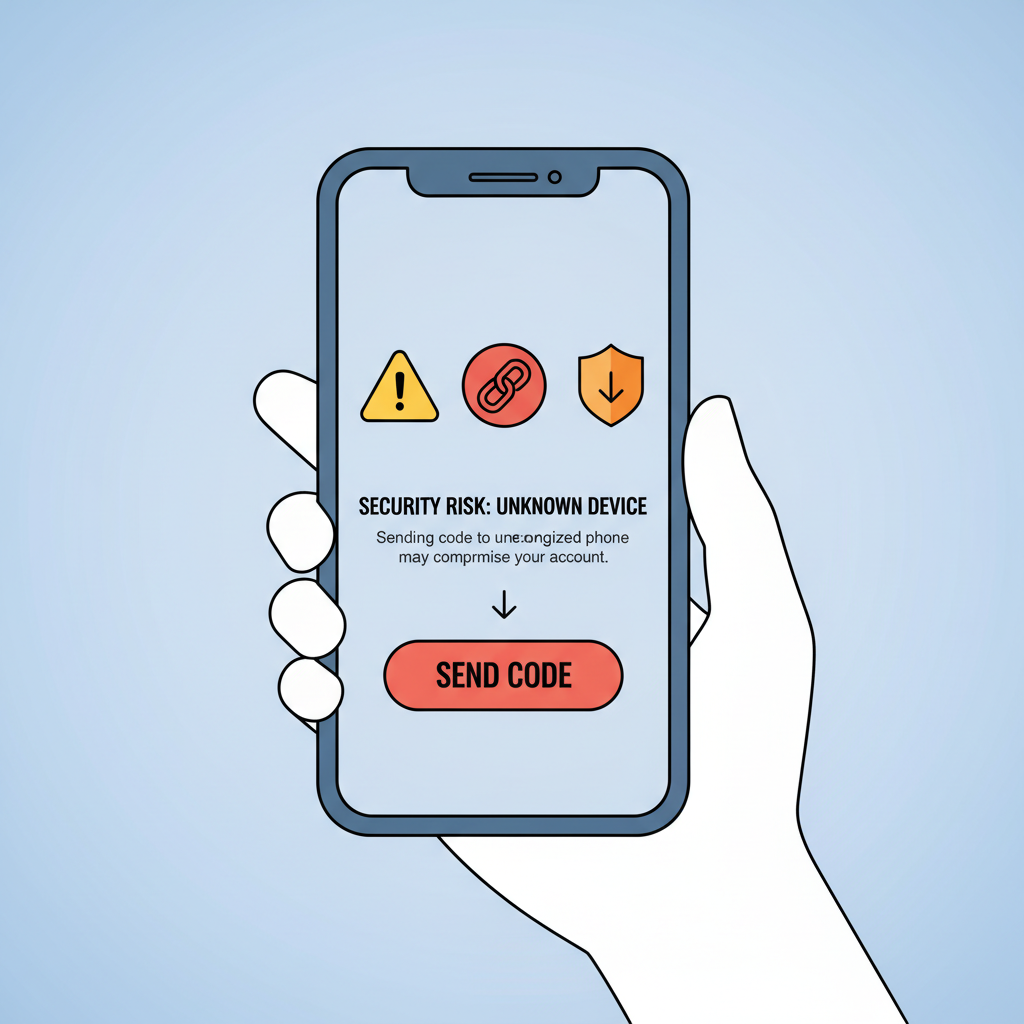 2FA verification phone send button risks warning icons