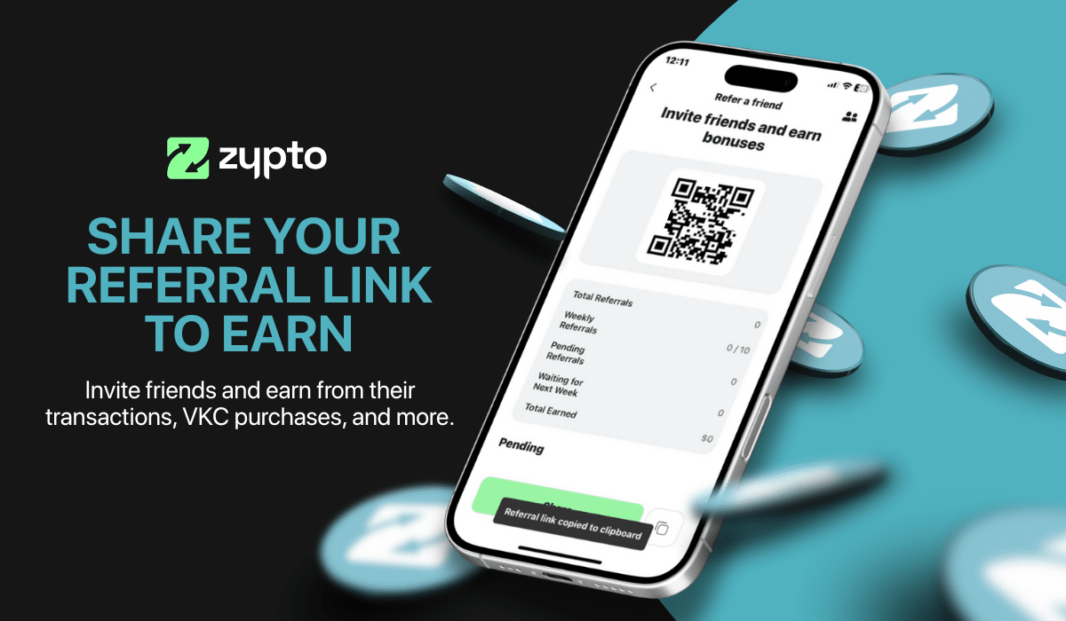 Zypto app interface screenshot showing USDC wallet scanning Brazil PIX QR code for instant low-fee BRL cash-out remittances
